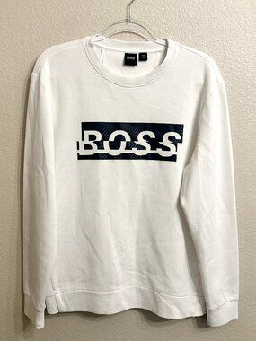 Hugo Boss White Logo Sweatshirt Size L